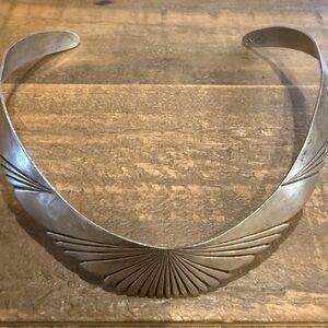 VTG Vintage Native Navajo Sterling Silver Stamped Collar Necklace
